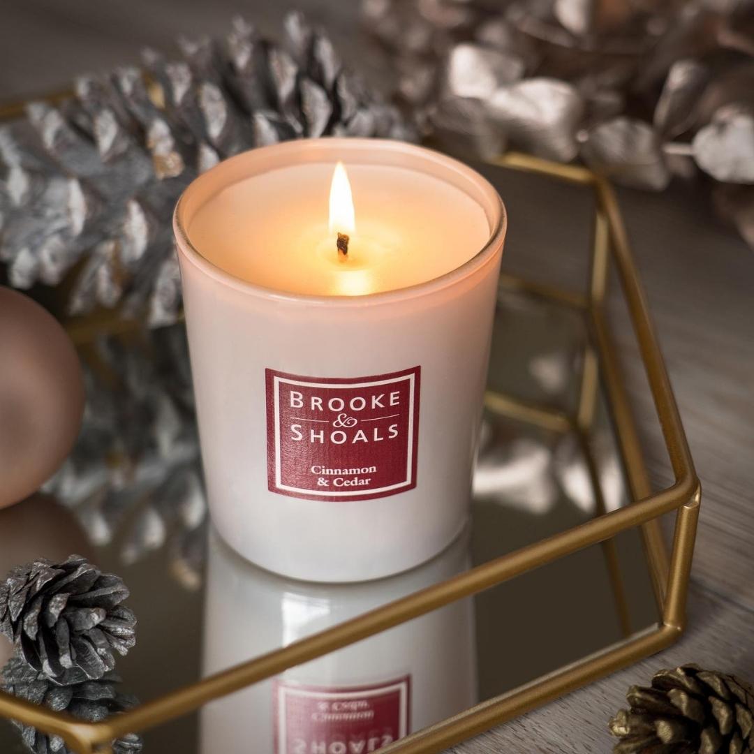 Brooke & Shoals Candle Cinnamon & Cedar by Weirs of Baggot Street. Celebrating Irish Creators