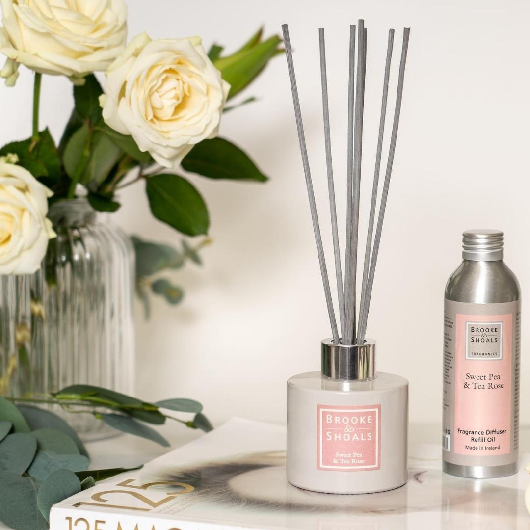 Brooke & Shoals Diffuser - Sweet Pea & Tea Rose by Weirs of Baggot Street. Celebrating Irish Creators
