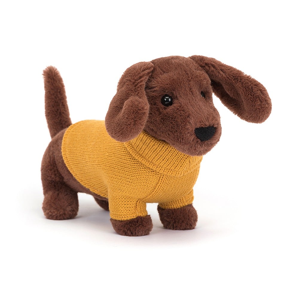 Bubs & Kids | Jellycat Sweater Sausage Dog Yellow by Weirs of Baggot Street