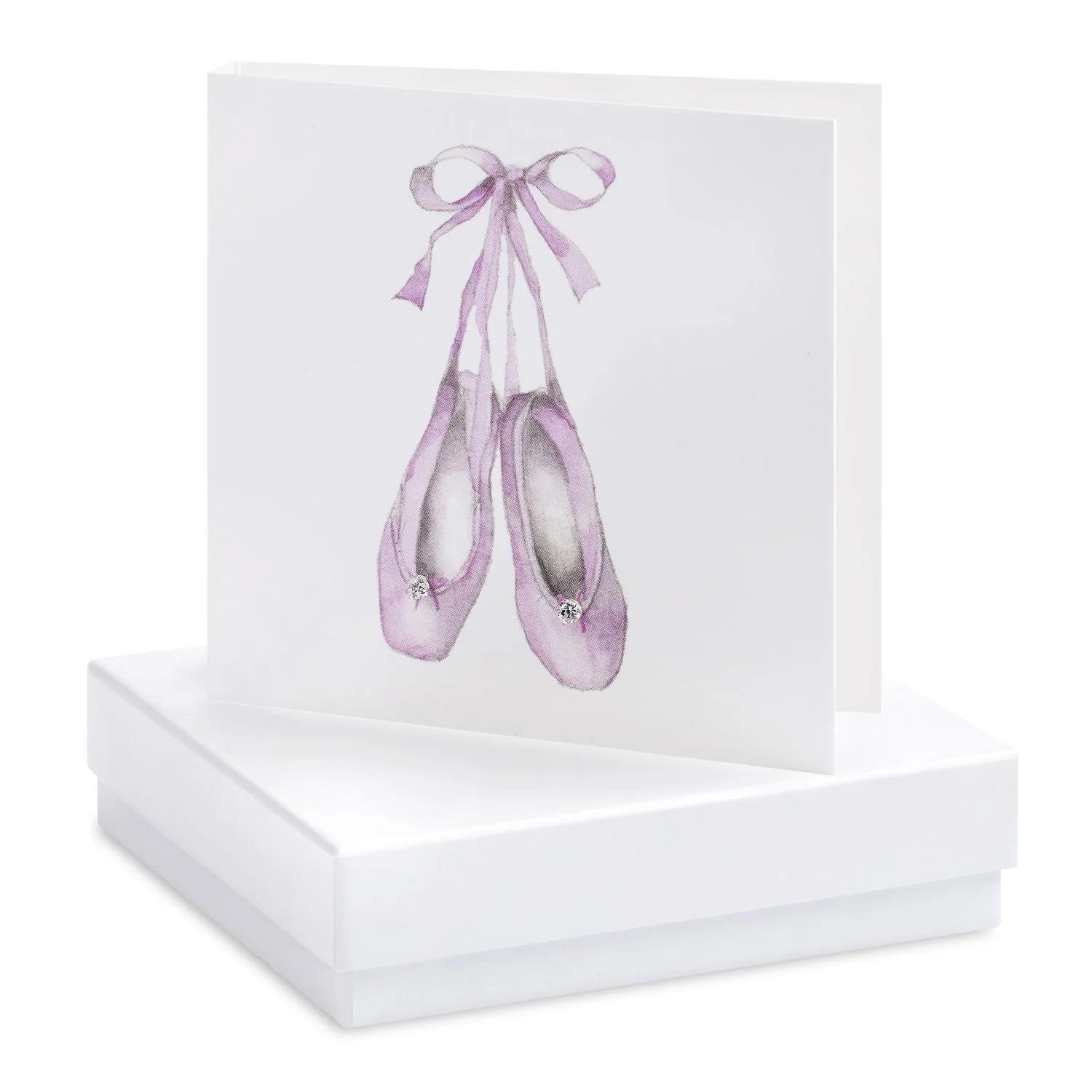 Crumble & Core | Ballet Shoes Card with Earrings in a White Box Weirs of Baggot Street