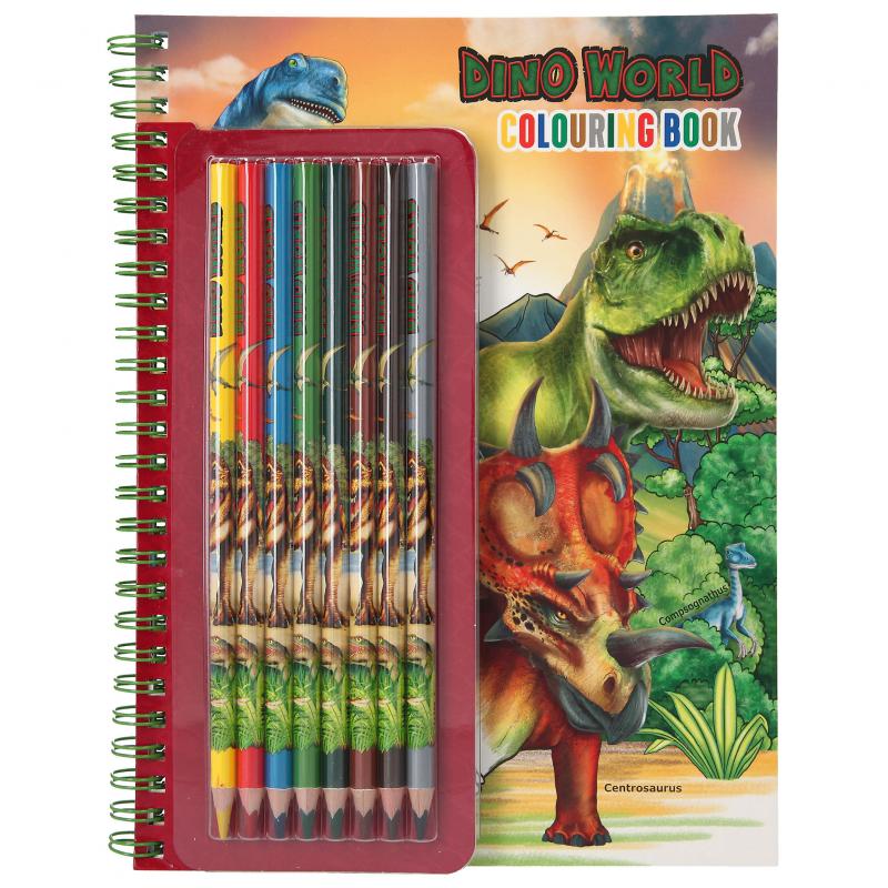 Bubs & Kids | Dino World Colouring Book With Coloured Pencils by Weirs of Baggot Street