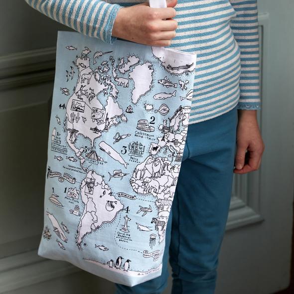 Eat Sleep Doodle Colour & Carry World Map Tote Bag