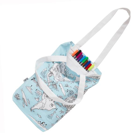 Eat Sleep Doodle Colour & Carry World Map Tote Bag