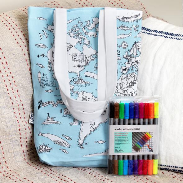 Eat Sleep Doodle Colour & Carry World Map Tote Bag