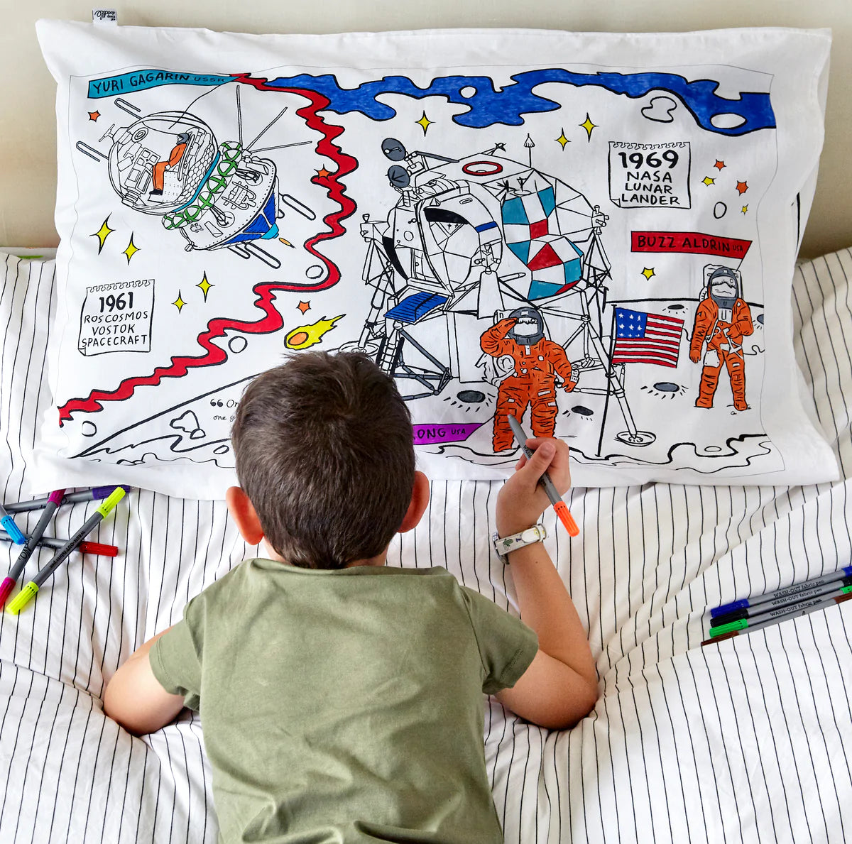 Fab Gifts | Eat Sleep Doodle Pillowcase Space by Weirs of Baggot Street