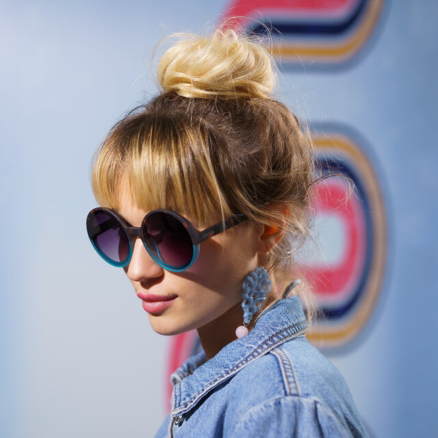 Fab Gifts | Okkia Sunglasses Tondo Havana Blue by Weirs of Baggot Street