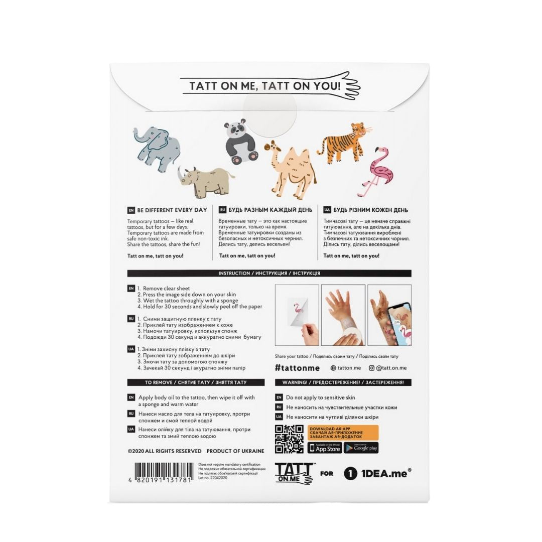 Fab Gifts | TSAR-Asian Animals Live AR Temporary Tattoo Set by Weirs of Baggot Street