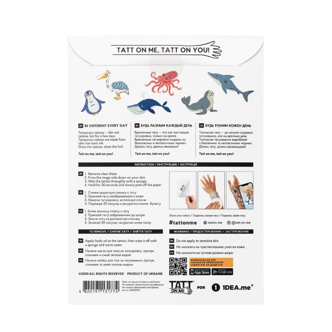 Fab Gifts | TSAR-Ocean Animals Live AR Temporary Tattoo Set by Weirs of Baggot Street