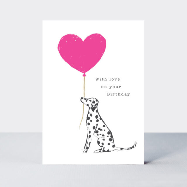 Greeting Card - Rachel Ellen Flamingo - Birthday Dalmatian & Balloon Card by Weirs of Baggot Street