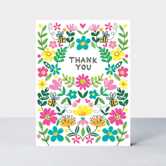 Greeting Card - Rachel Ellen Pack of 10 Notecards - Thank You Floral Pattern by Weirs of Baggot Street