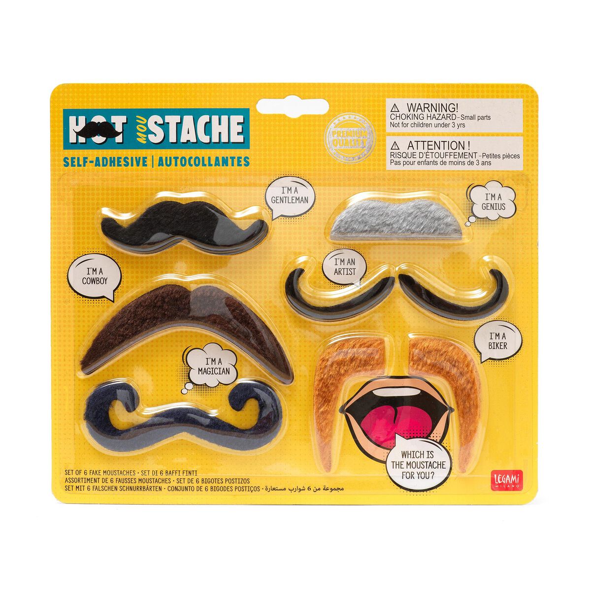 Gift | Legami Set of 6 Fake Moustaches by Weirs of Baggot St