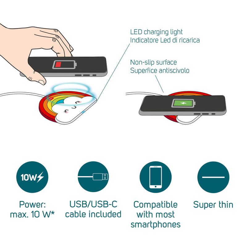 Tech | Legami Smartphone Wireless Charger Rainbow Weirs of Baggot St