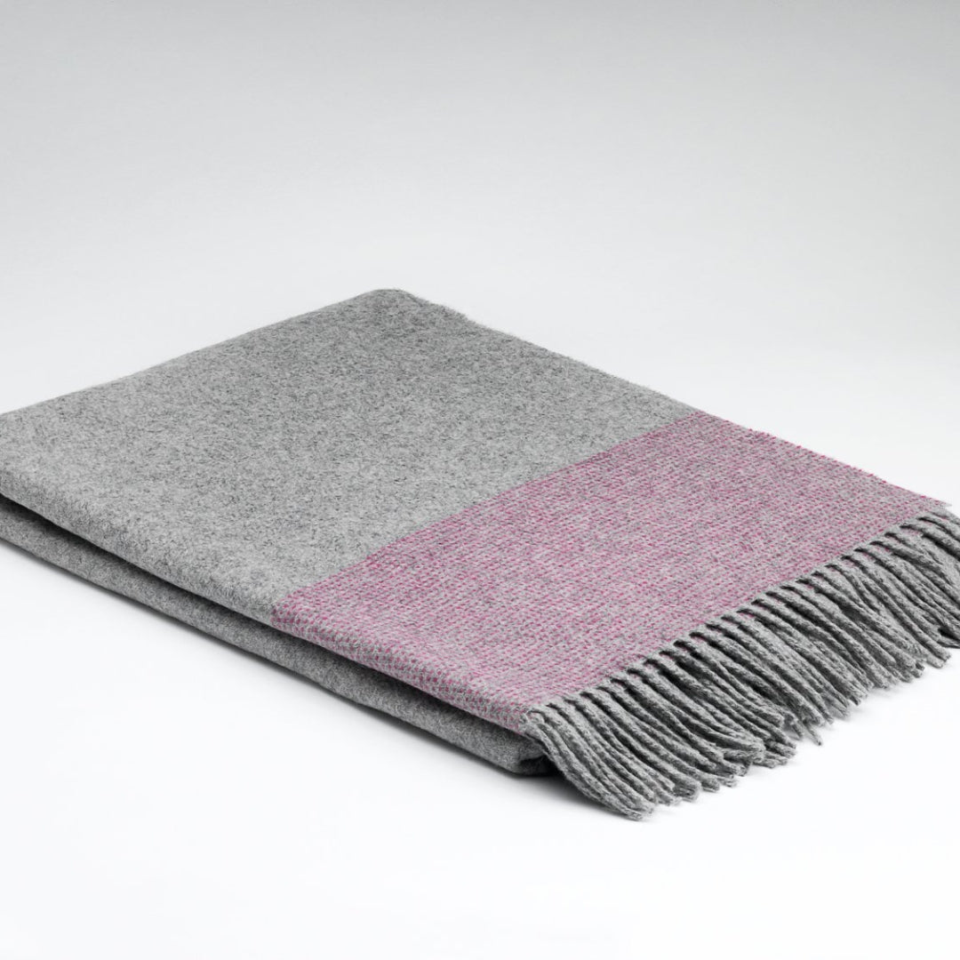 McNutt of Donegal | Cashmere Lambswool Throw Silver Raspberry by Weirs of Baggot Street