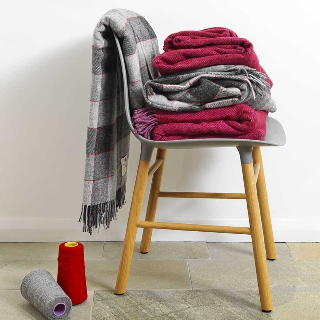 McNutt of Donegal | Lambswool Throw Berry Reversible by Weirs of Baggot Street