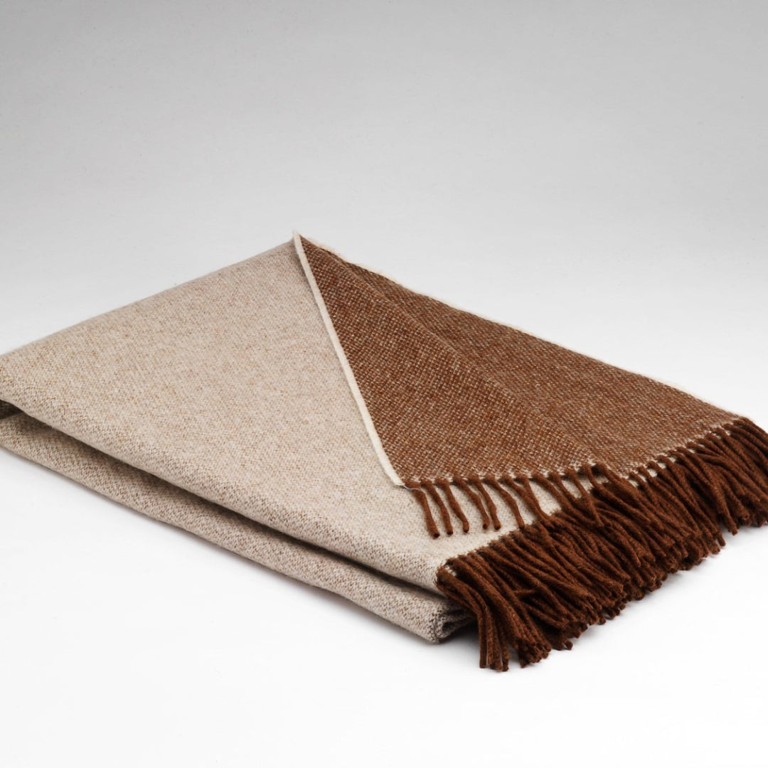 McNutt of Donegal | Lambswool Throw Cappuccino Reversible by Weirs of Baggot Street