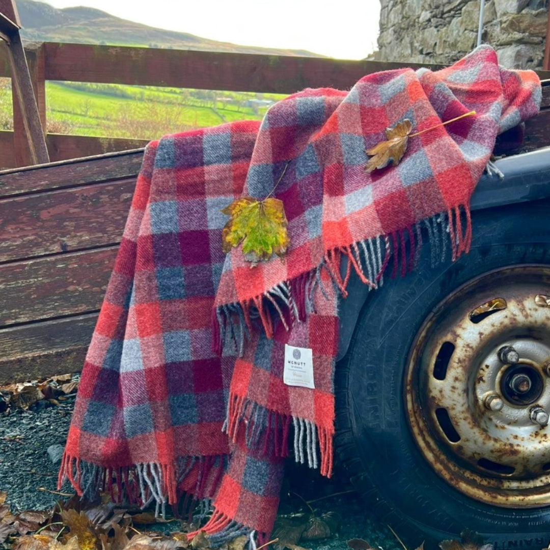 McNutt of Donegal | Lambswool Throw Coastal Check by Weirs of Baggot Street