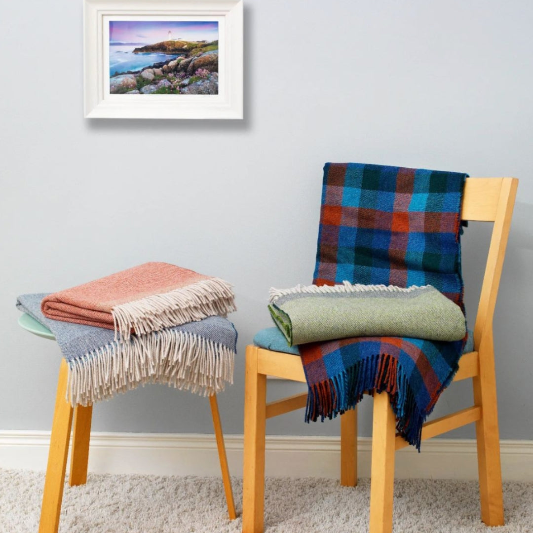 McNutt of Donegal | Lambswool Throw Coastal Check by Weirs of Baggot Street