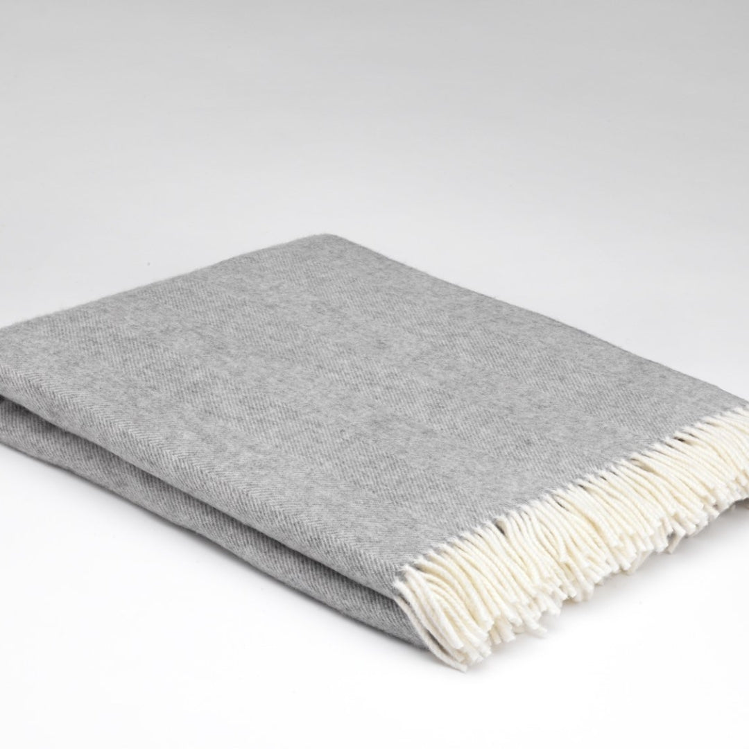 McNutt of Donegal | Lambswool Throw Grey Herring Bone by Weirs of Baggot Street