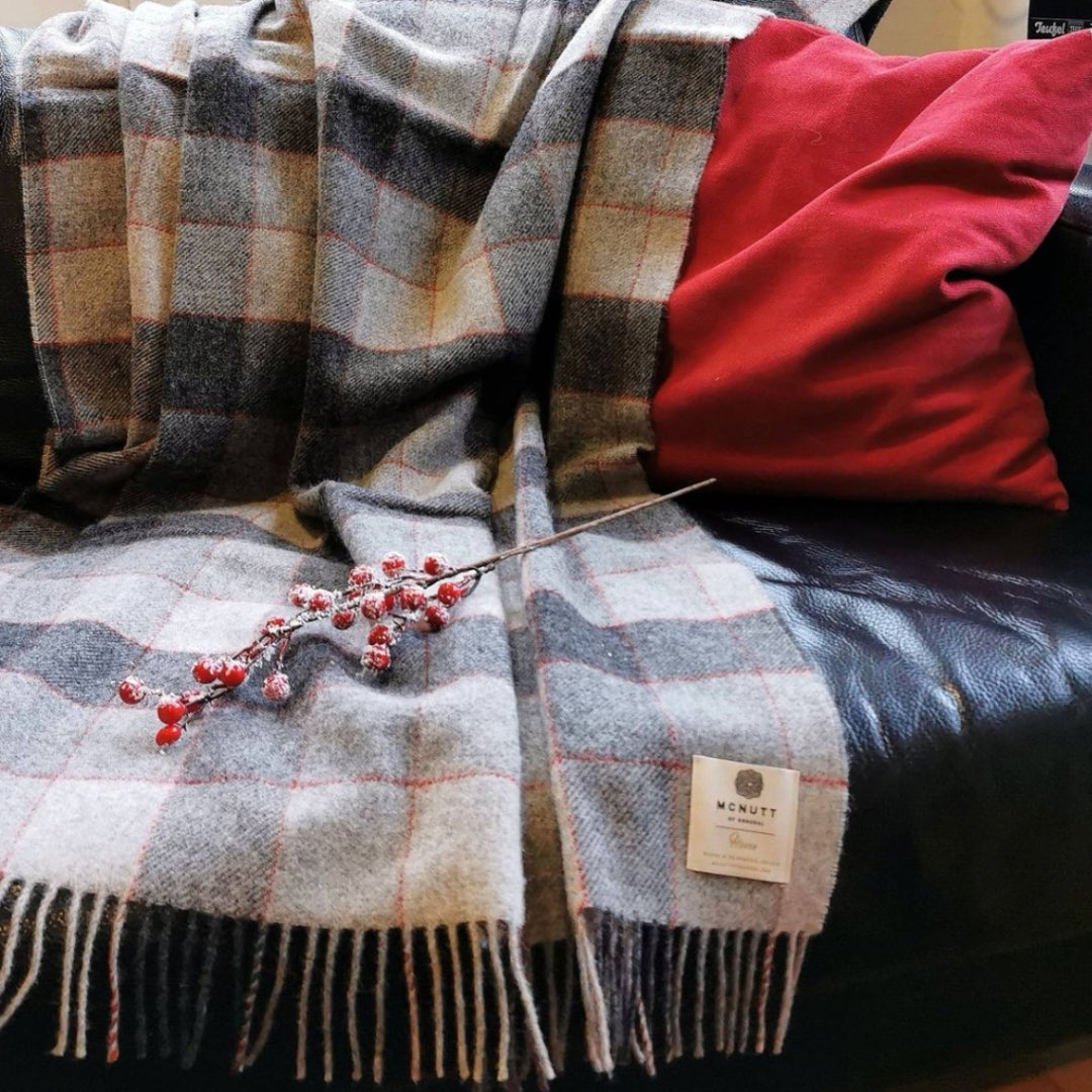 McNutt of Donegal | Lambswool Throw Joseph Check by Weirs of Baggot Street