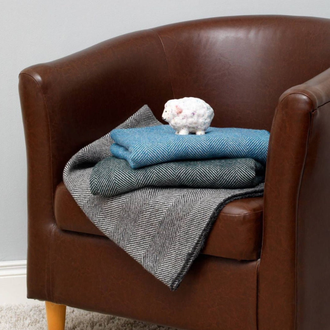 McNutt of Donegal | Lambswool Throw Mead Herringbone by Weirs of Baggot Street