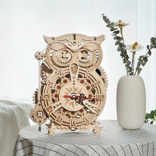 Robotime Owl Clock | Gifts for Him by Weirs of Baggot St