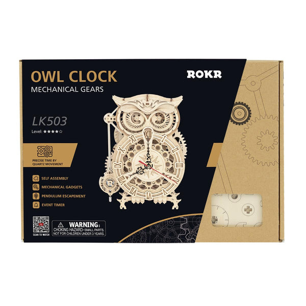 Robotime Owl Clock | Gifts for Him by Weirs of Baggot St