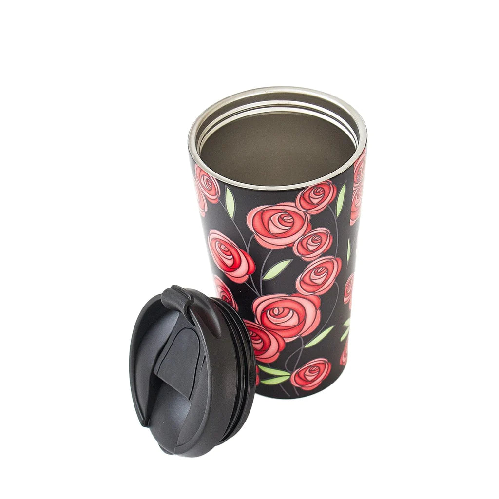 Sustainable Living | Eco Chic Black Macintosh Rose Thermal Coffee Cup by Weirs of Baggot Street