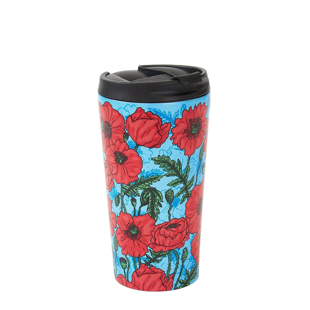 Sustainable Living | Eco Chic Blue Poppies Thermal Coffee Cup by Weirs of Baggot Street