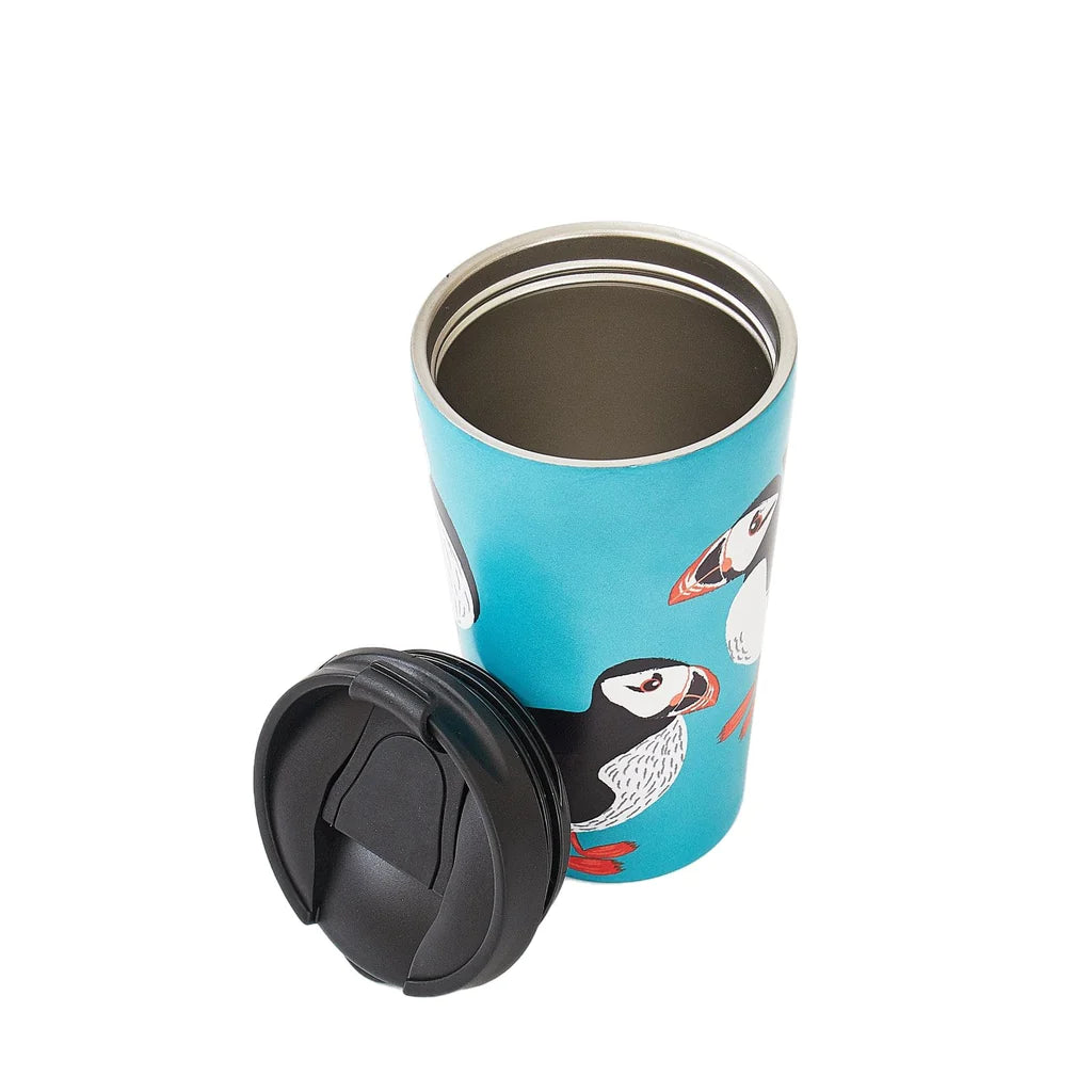 Sustainable Living | Eco Chic Teal Puffin Thermal Coffee Cup by Weirs of Baggot Street