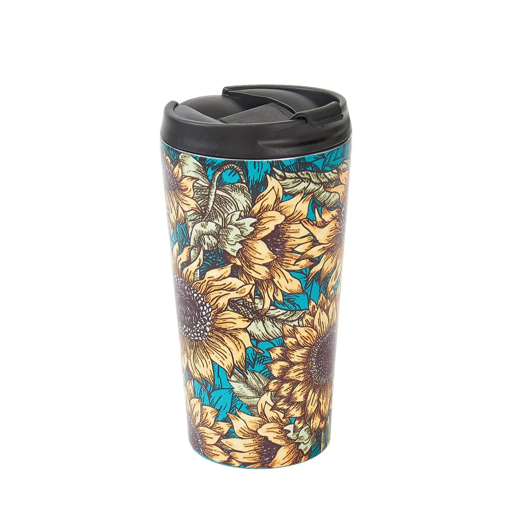 Sustainable Living | Eco Chic Teal Sunflower Thermal Coffee Cup by Weirs of Baggot Street