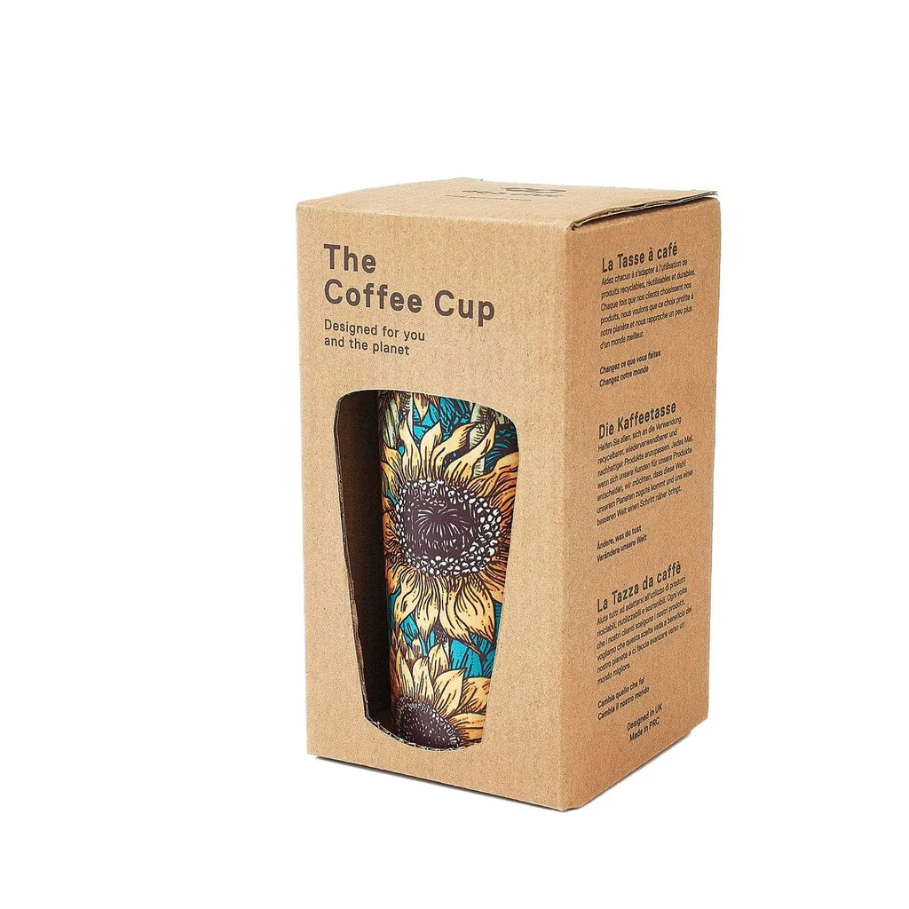 Sustainable Living | Eco Chic Teal Sunflower Thermal Coffee Cup by Weirs of Baggot Street