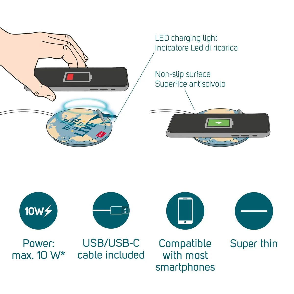 Fab Gifts | Legami Superfast Wireless Charger Blue by Weirs of Baggot Street