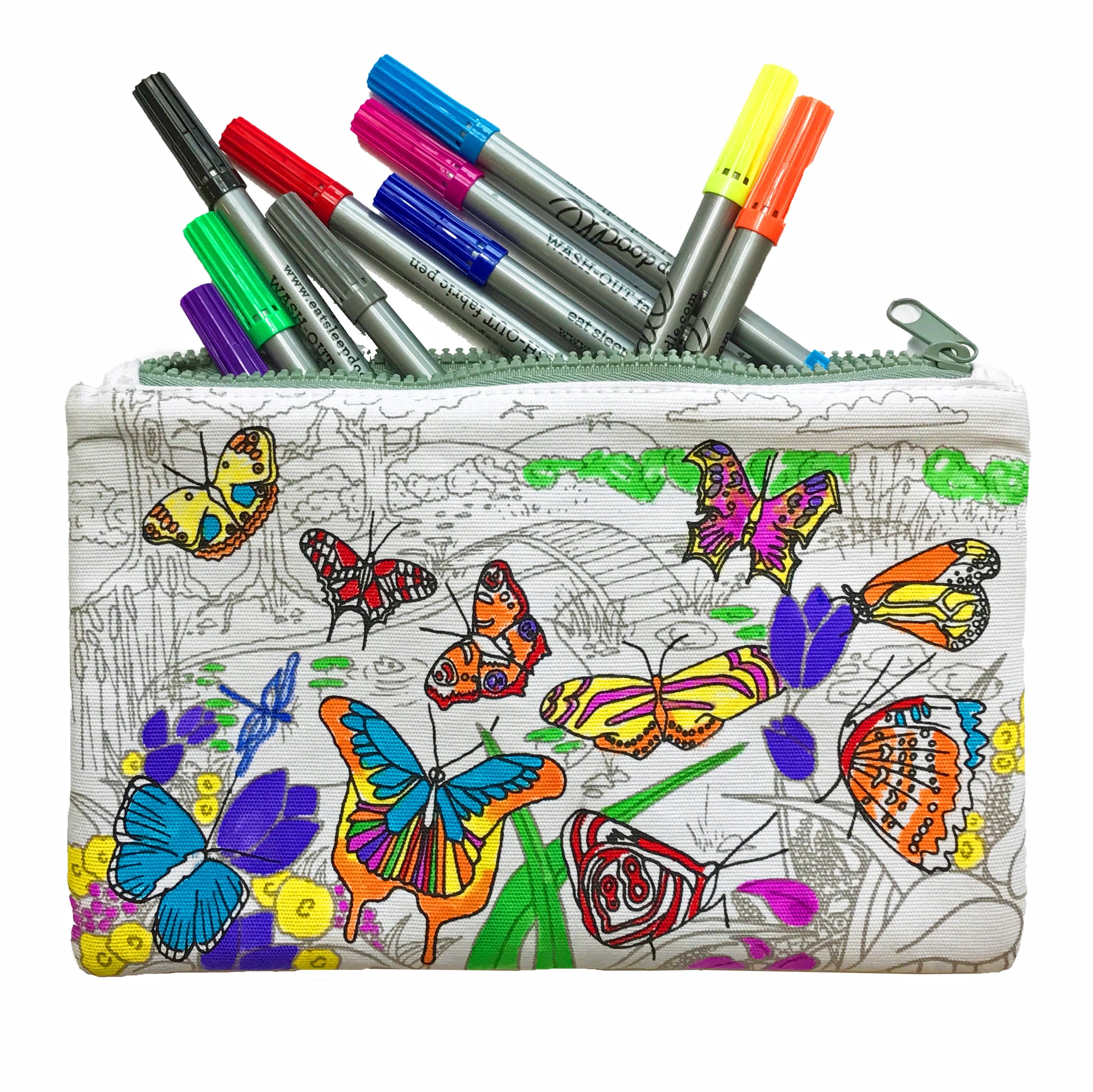 Eat Sleep Doodle Butterfly Pencil Case - Colour in & Learn